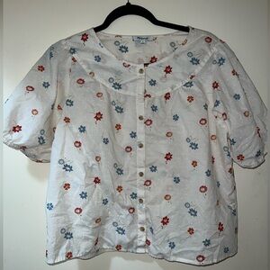 Madewell women’s size medium off white slightly sheer puff sleeve blouse